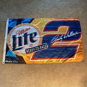 VINTAGE 90’s Miller Lite Ready to Race Rusty Wallace #2 Racing Flag 3' x 5'